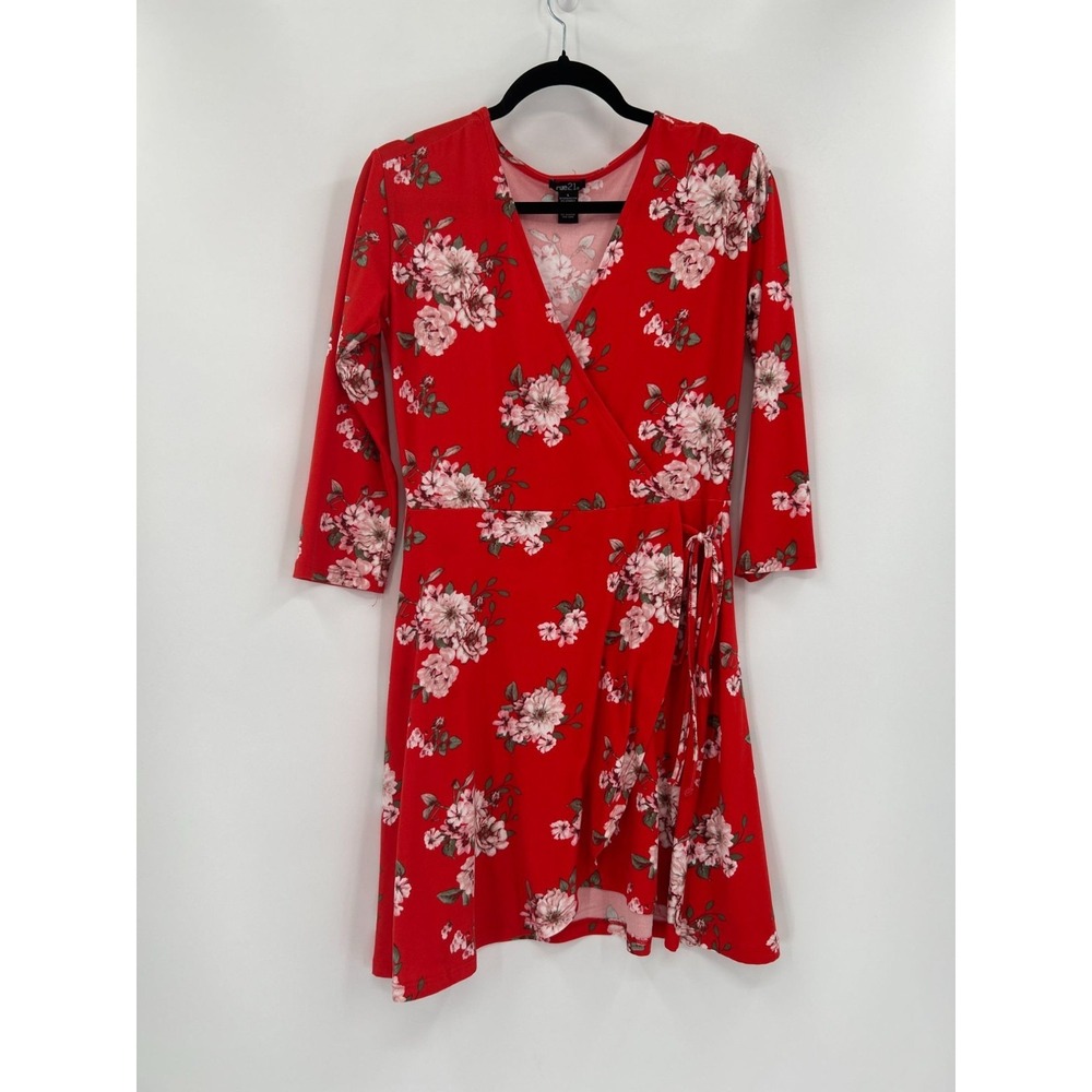 Rue21 Red Floral Wrap Dress Size L BloomCore